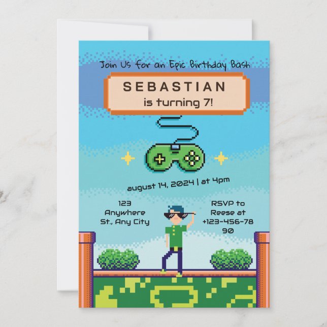 Video game Birthday  Invitation (Front)