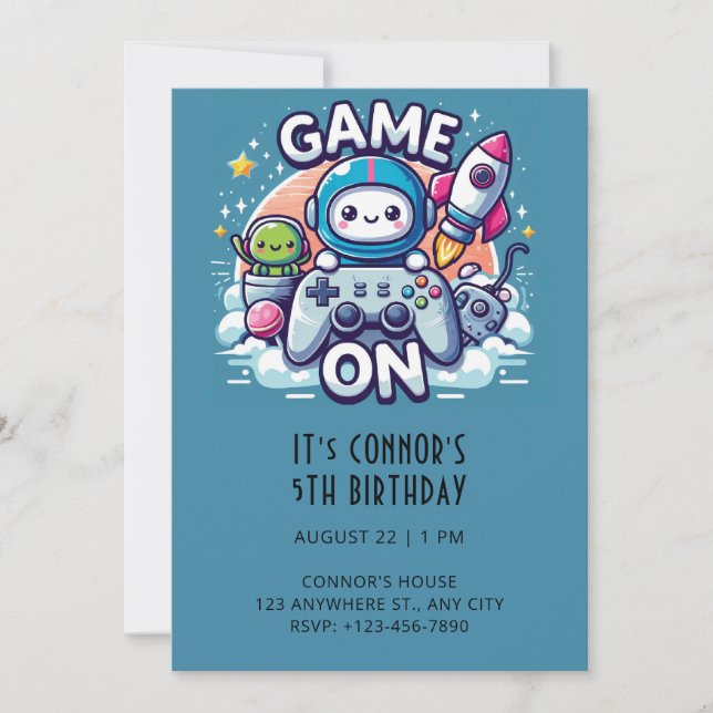 Video Game Birthday Invitation (Front)