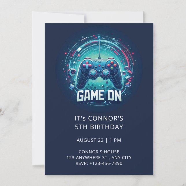 Video Game Birthday Invitation (Front)