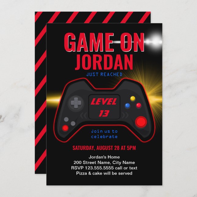 Video Game Birthday Invitation (Front/Back)