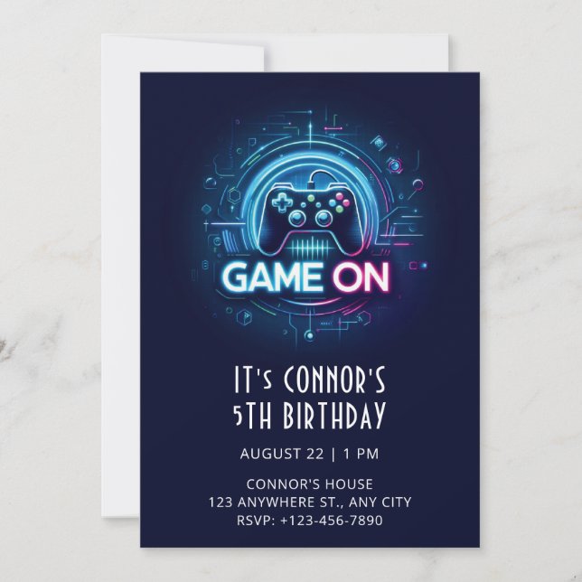 Video Game Birthday Invitation (Front)