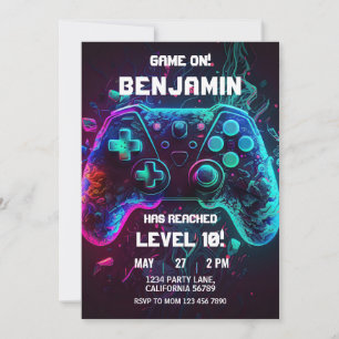 Video Game Birthday Invitation Arcade Invitation