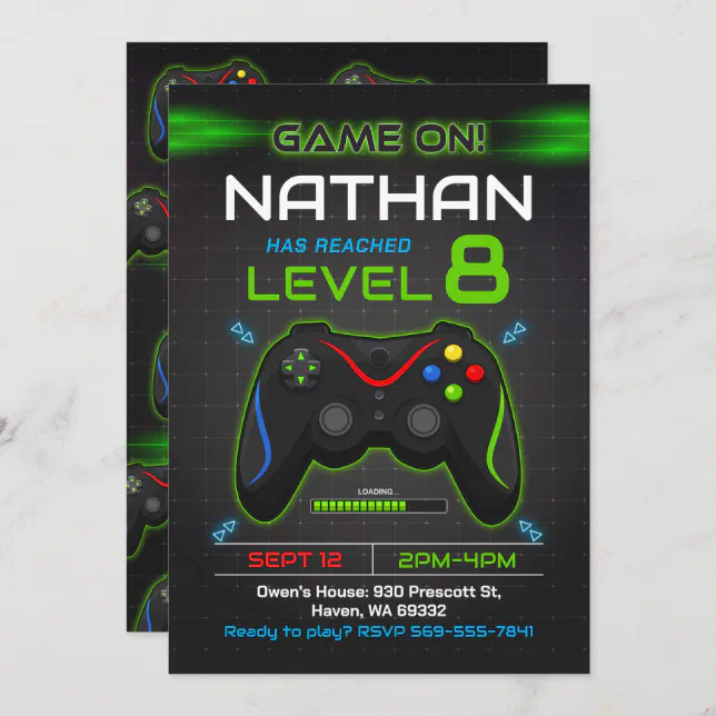 Video Game Birthday Invitation Gamer Party | Zazzle