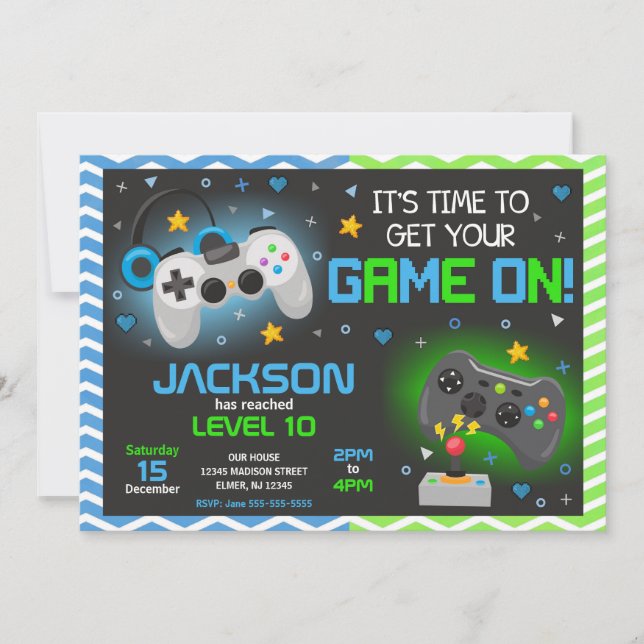 Video Game Birthday Invitation | Gamer Party (Front)