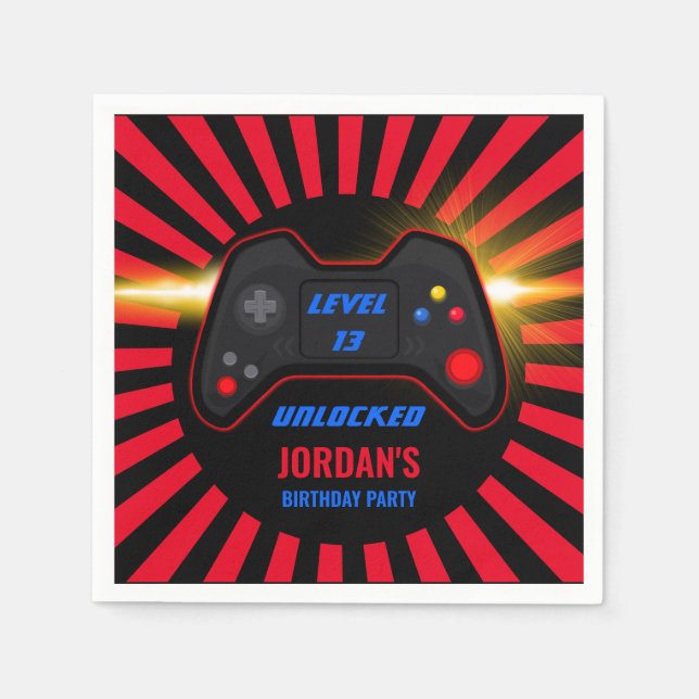 Video Game Birthday Napkins (Front)