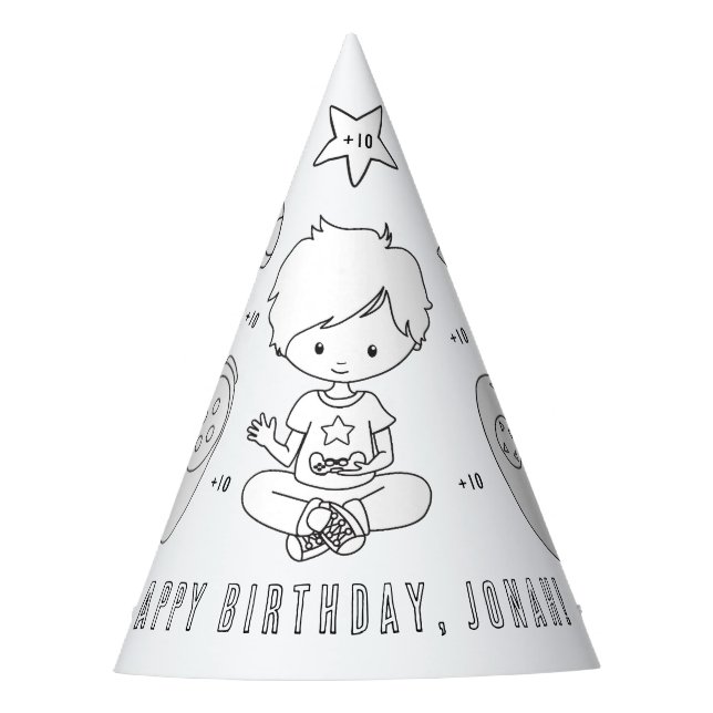 Video Game Birthday Party - Color Your Own Hat (Front)