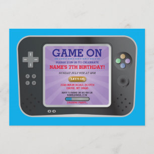 Video Game Birthday Party Gamer On Console Invite