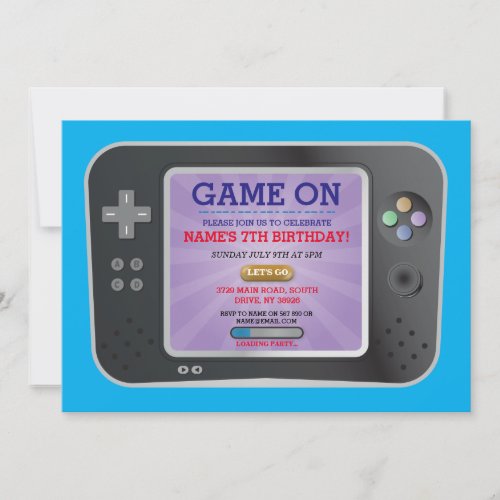 Video Game Birthday Party Gamer On Console Invite