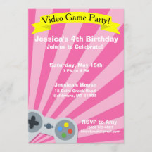 Video Game Birthday Party Invitation
