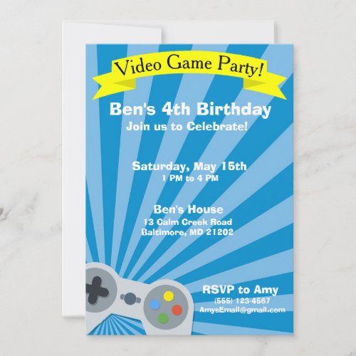 Video Game Birthday Party Invitation