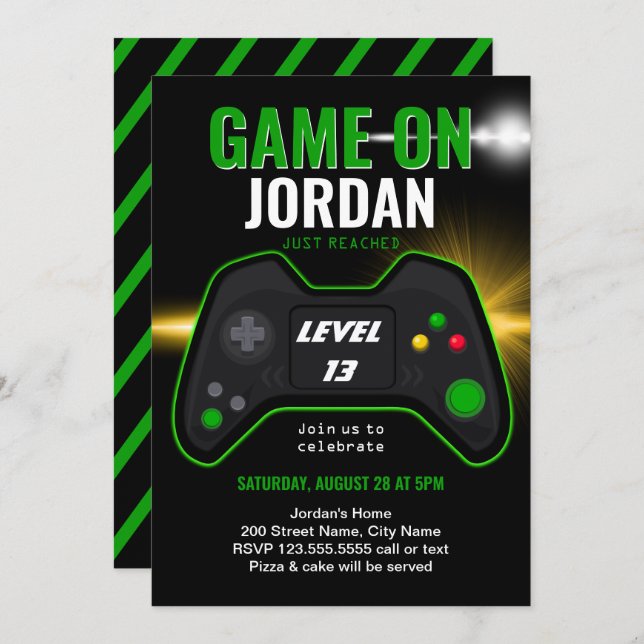 Video Game Birthday Party Invitation (Front/Back)