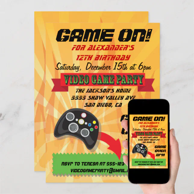 Video Game Birthday Party Invitations | Zazzle