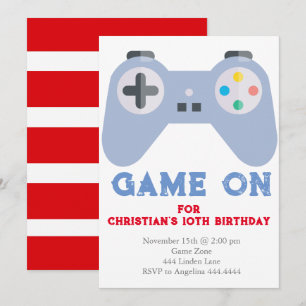 Video Game Birthday Party invitations