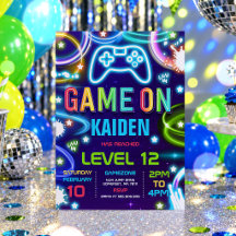 Video Game Birthday Party Neon Game On Level Up In