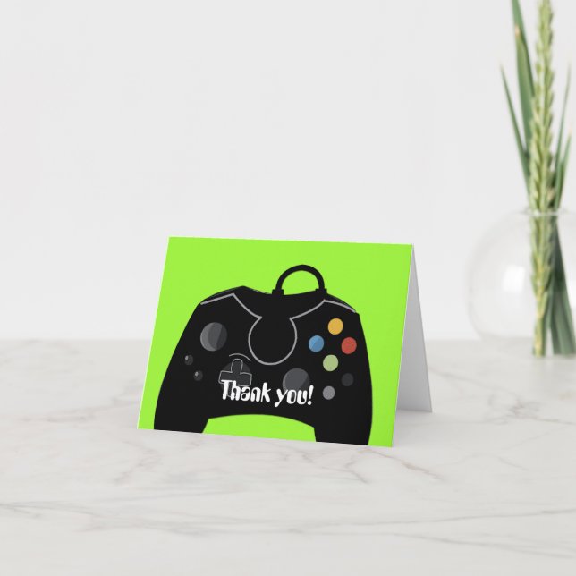 Video Game Birthday Thank you Card (Neon Green) (Front)
