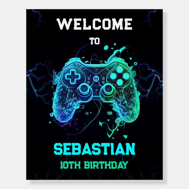 Video Game Birthday Welcome Sign (Front)