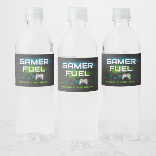 Video Game Boy Birthday Gamer Water Bottle Label