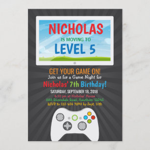 Video Game Boy Birthday Party Invitation