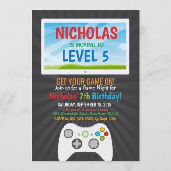 Video Game Boy Birthday Party Invitation by ApplePaperie at Zazzle