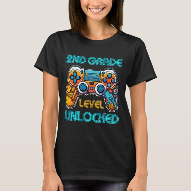 Video Game Boys Kids 2nd Grade Level Unlocked Ck T T-Shirt (Front)