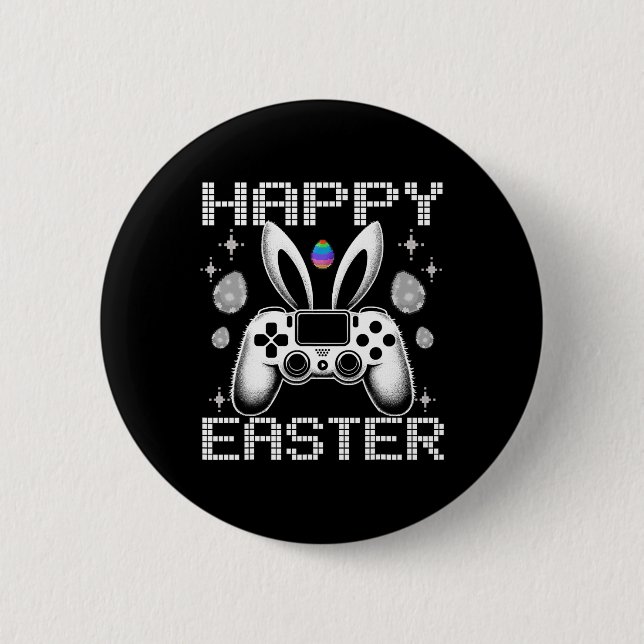 Video Game Bunny Eggs Costume Easter Day Boys Kids Button (Front)