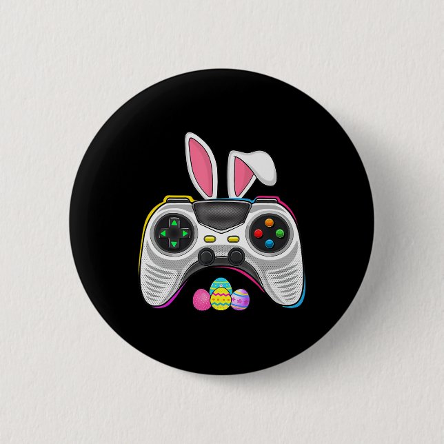 Video Game Bunny Eggs Costume Easter Day Boys Kids Button (Front)