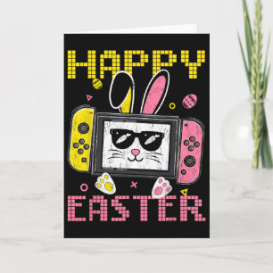 Video Game Bunny Eggs Happy Easter Day Controller Card