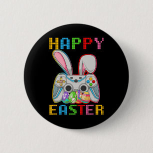 Video Game Bunny Rabbit Happy Easter Day Gamer Boy Button