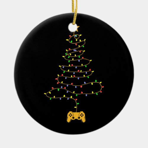 Video Game Christmas Tree Lights Gaming Pajama Ceramic Ornament