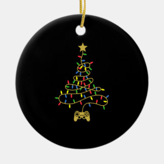 Video Game Christmas Tree Lights Xmas Gaming Ceramic Ornament