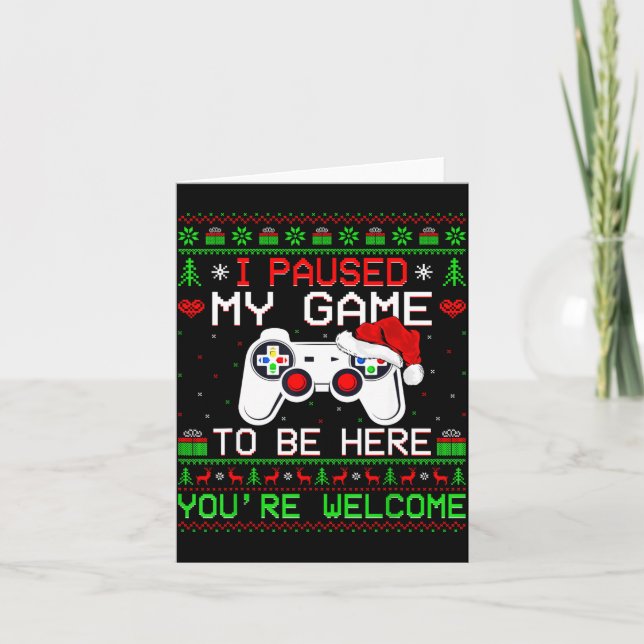 Video Game Christmas Ugly Sweater Funny Gamer Gami Card (Front)