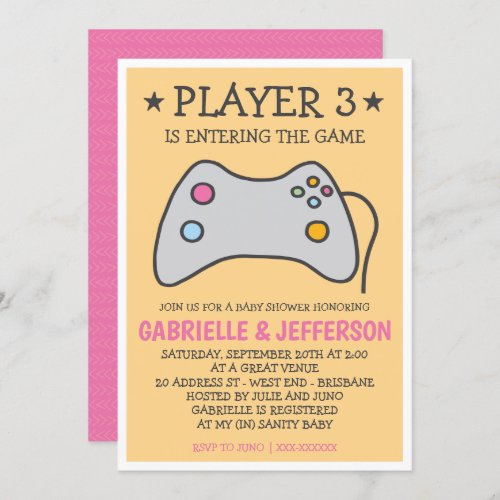 Video Game _ Computer Game Baby Shower Invitation