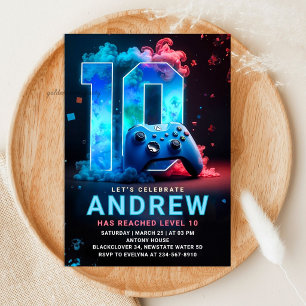 Video Game Console 10th Birthday Party Invitation