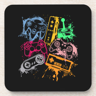 Video Game Console Controllers Retro 80's 90's Arc Beverage Coaster