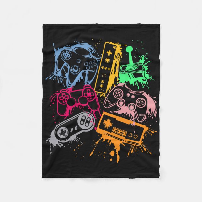 Video Game Console Controllers Retro 80's 90's Arc Fleece Blanket (Front)