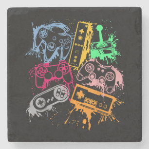 Video Game Console Controllers Retro 80's 90's Arc Stone Coaster