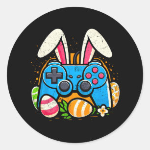 Video Game Controlle Easter Bunny Gamer Boys Men 1 Classic Round Sticker