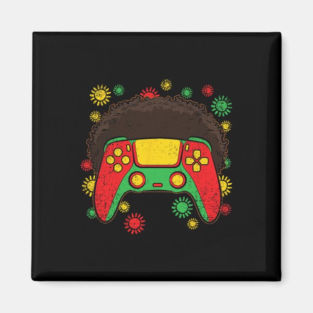 Video-game Controller Afro Black History Month Gam Magnet (Front)