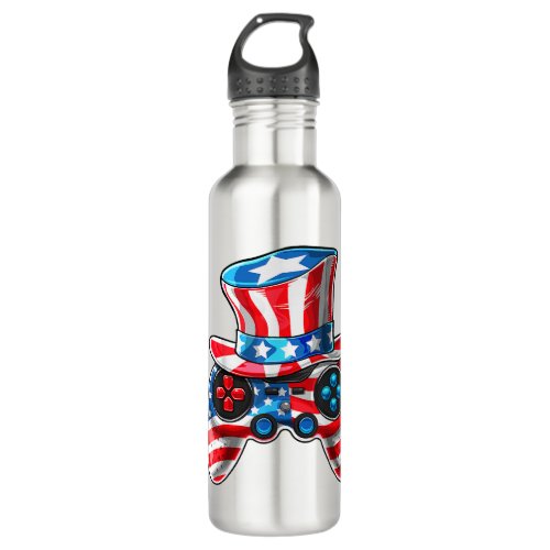 Video Game Controller American Flag 4th Of July  Stainless Steel Water Bottle