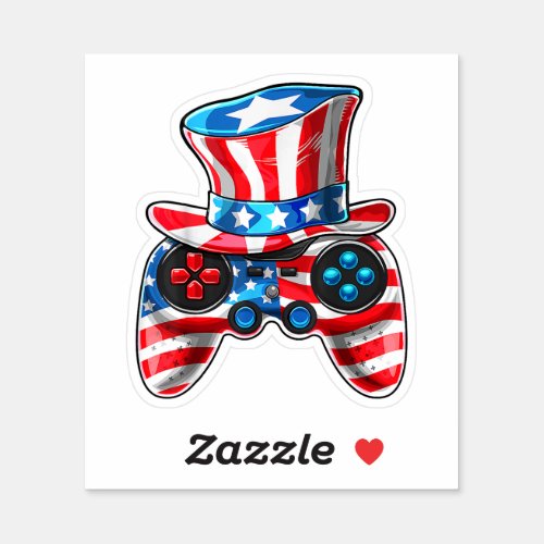 Video Game Controller American Flag 4th Of July  Sticker
