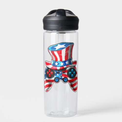 Video Game Controller American Flag 4th Of July  Water Bottle