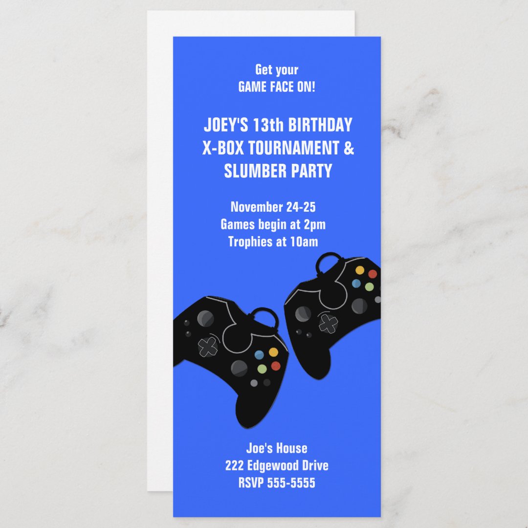 Video Game Controller Birthday Invitation 9 x 4 Zazzle