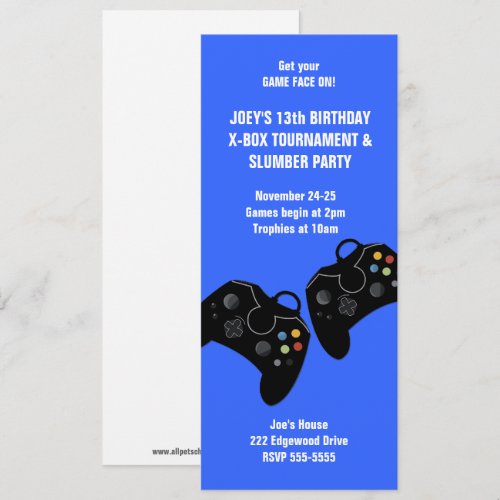 Video Game Controller Birthday Invitation 9 x 4