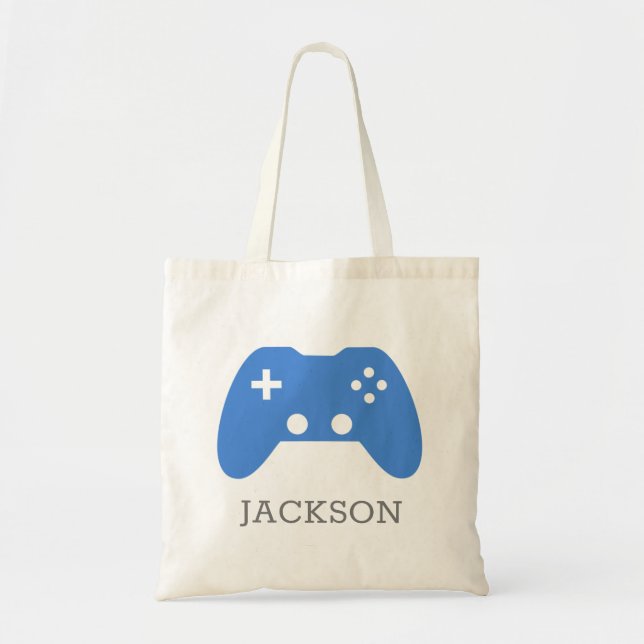 Video Game Controller Blue Gamer Personalized Kids Tote Bag (Front)