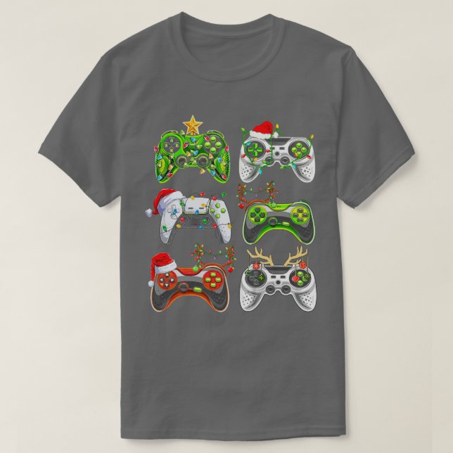 Video Game Controller Christmas Santa Hat Boys Kid T-Shirt (Design Front)