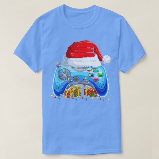 Video Game Controller Christmas Santa Hat Boys Kid T-Shirt (Design Front)