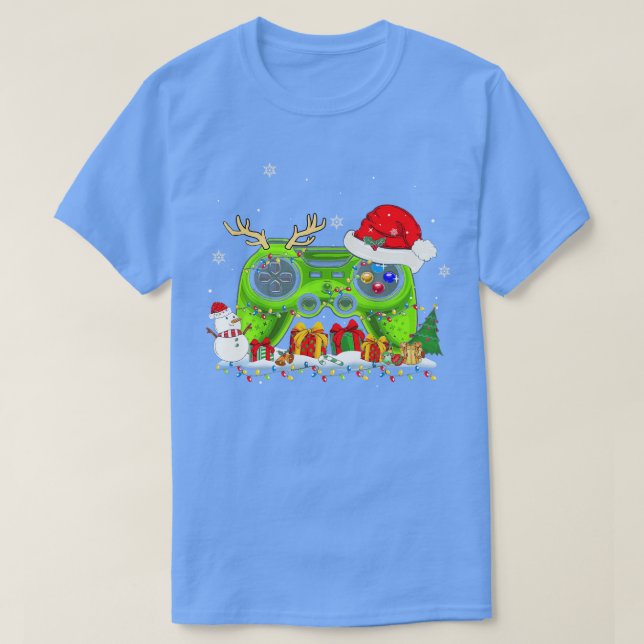Video Game Controller Christmas Santa Hat Boys Kid T-Shirt (Design Front)