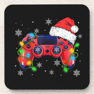 Video Game Controller Christmas Santa Hat Gamer Bo Beverage Coaster