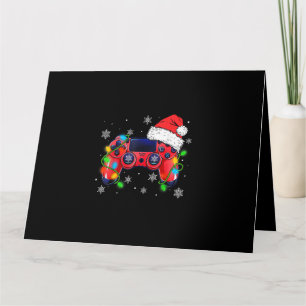 Video Game Controller Christmas Santa Hat Gamer Bo Card
