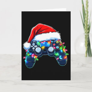 Video Game Controller Christmas Santa Hat Gamer Bo Card